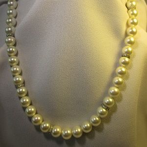 📿HP📿 Faux Pearl w/ CZ Crystal Beads Necklace